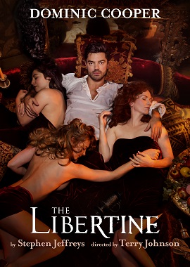 Poster for The Libertine, with actor Dominic Cooper reclining with semi-undressed young women